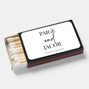 Classic Minimal Minimalist Custom Names Wedding Matchboxes
