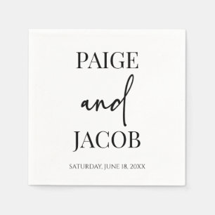 Classic Minimal Minimalist Custom Names Wedding Napkins