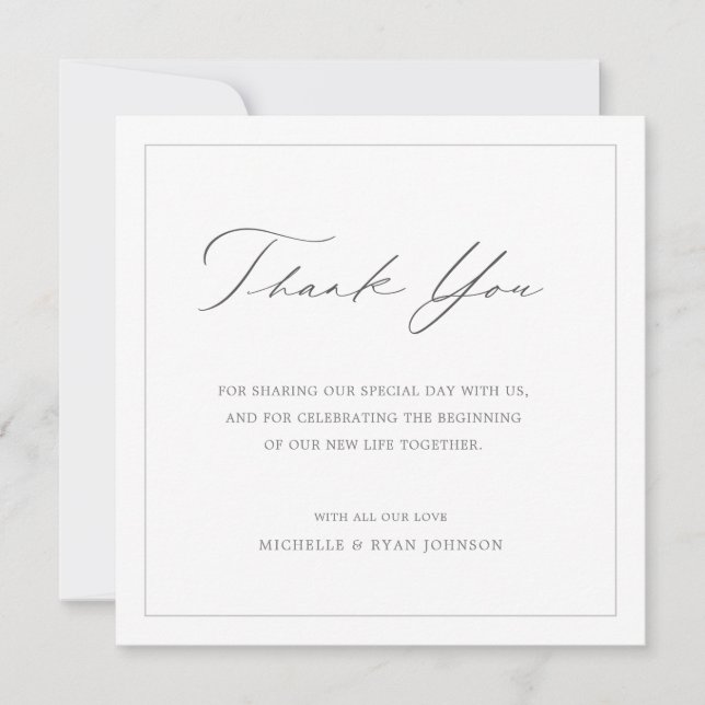 Classic Minimal Modern Wedding Thank You Card (Front)