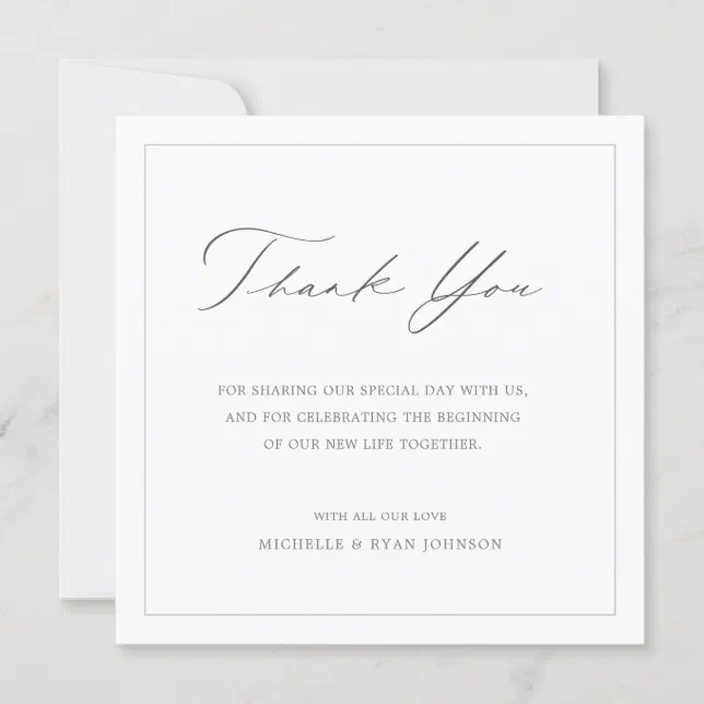 Classic Minimal Modern Wedding Thank You Card | Zazzle