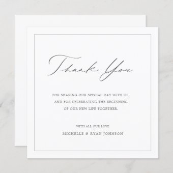 Classic Minimal Modern Wedding Thank You Card | Zazzle