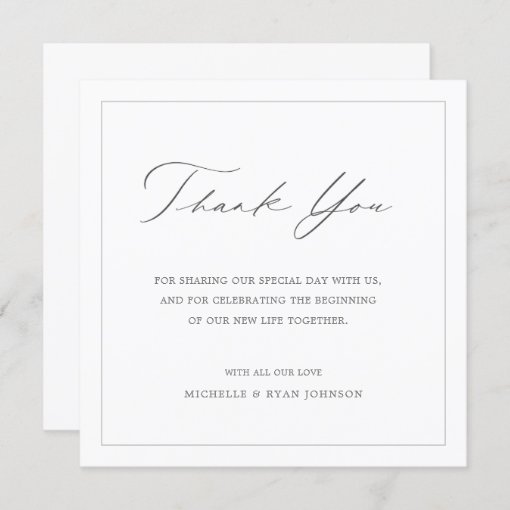 Classic Minimal Modern Wedding Thank You Card | Zazzle