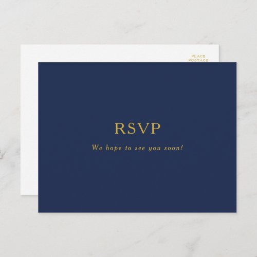 Classic Minimal Navy Blue  Gold Song Request RSVP Postcard