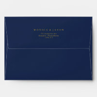 Classic Minimal Navy Blue Gold Wedding Invitation