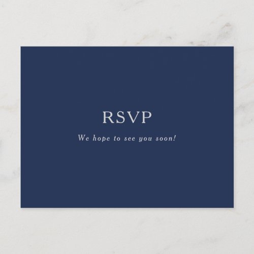 Classic Minimal Navy Blue Silver Song Request RSVP Postcard