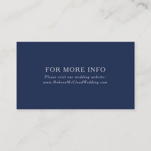 Classic Minimal Navy Blue  Silver Wedding Website Enclosure Card
