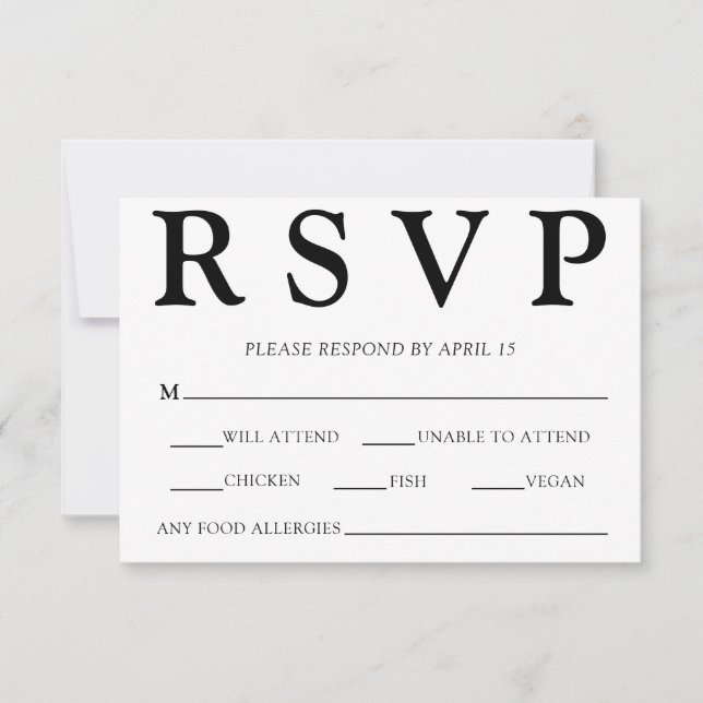 Classic Minimal Old Money Aesthetic Simple Wedding RSVP Card (Front)