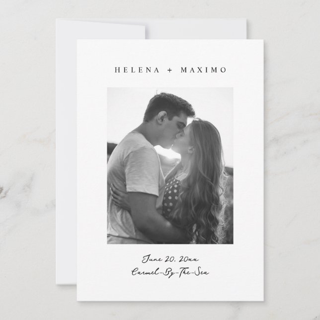 Classic Minimal Photo black and white  Save The Date (Front)