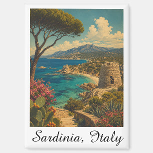 Classic Minimal Sardinia Italy Vintage Travel Magnet