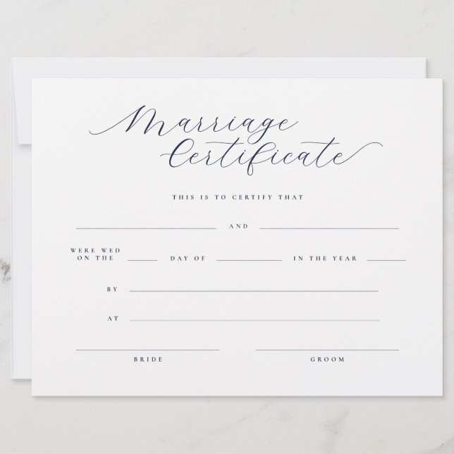 Classic Minimal Script Marriage Certificate (Front)