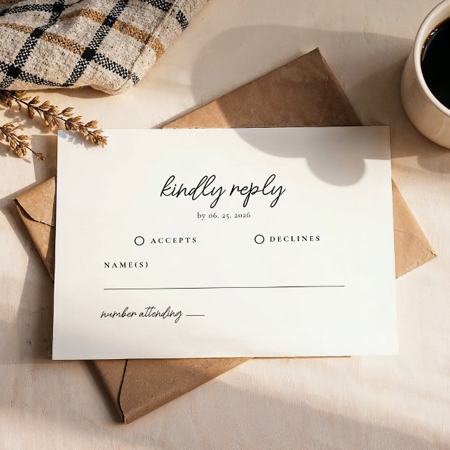 Classic Minimal Script Wedding RSVP Card (Creator Uploaded)