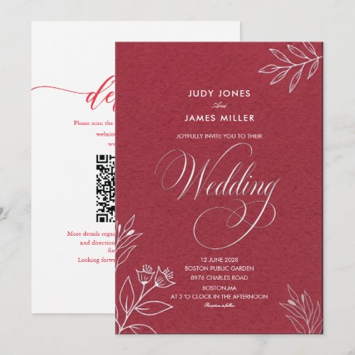 classic minimal simple rustic juice red  wedding invitation