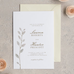 Classic Minimal Soft Ivory Floral Wedding Invitation