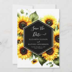 Classic Minimal Sunflower Wedding Save The Date