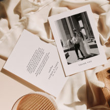 Classic Minimal Wedding Photo Thank You Card