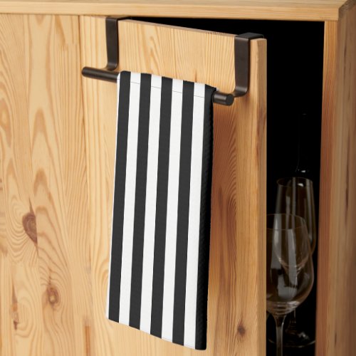 Classic Minimal White and Black Vertical Stripes Kitchen Towel