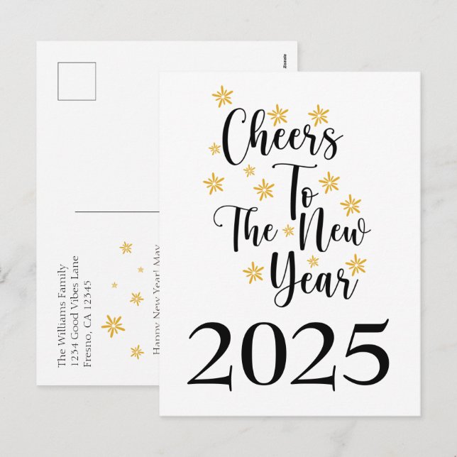Classic Minimalist 2025 New Years Holiday Card (Front/Back)