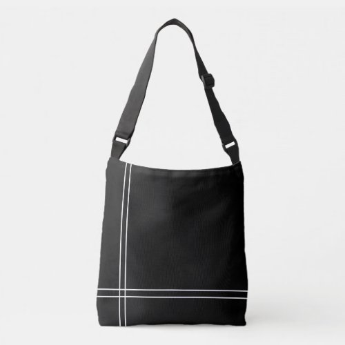 Classic Minimalist all_over Black White stripes Crossbody Bag