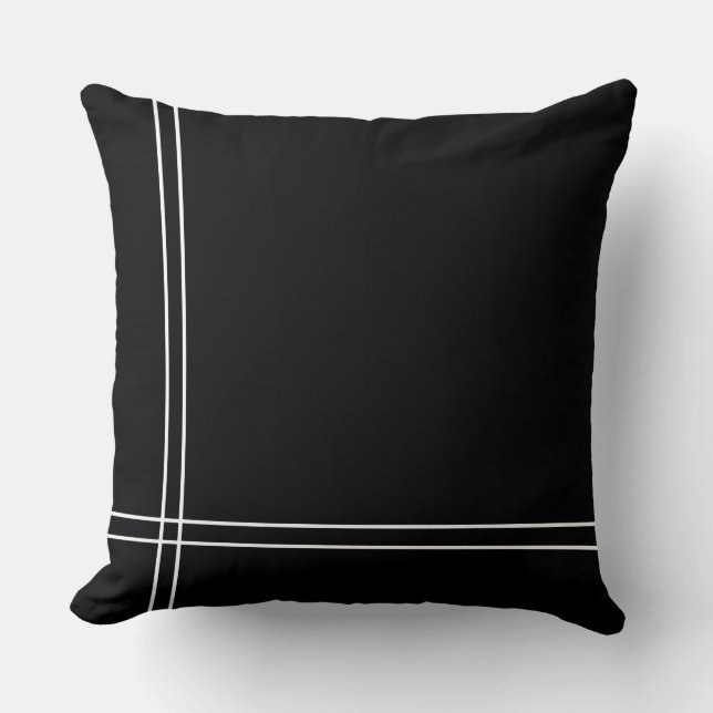 Classic Minimalist All-over Black White Stripes Throw Pillow (Front)