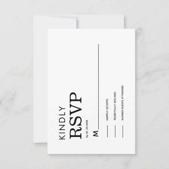 CLASSIC MINIMALIST BLACK AND WHITE RSVP CARD (Front)