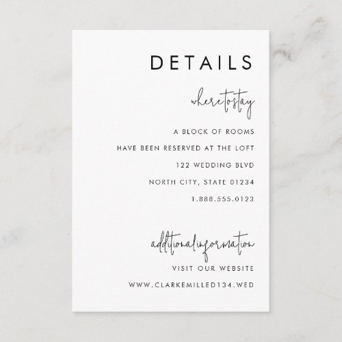 Classic Minimalist Black and White Small Detail  Enclosure Card