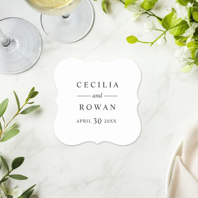 Classic Minimalist Black and White Wedding Paper Coaster (Creator Uploaded)