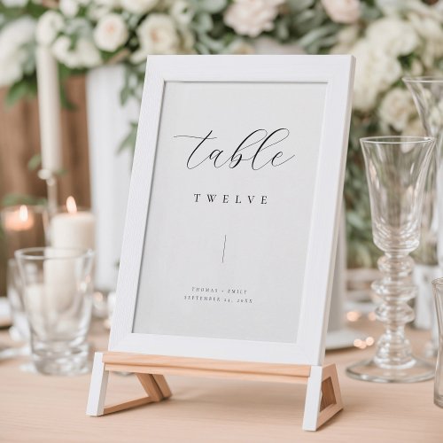 Classic Minimalist Black Wedding Table Number