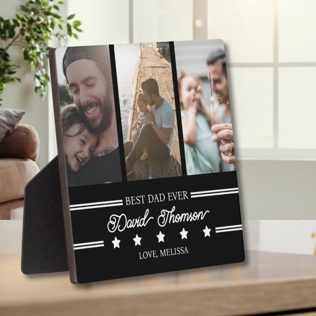 Classic Minimalist Black White Best Dad Ever Plaque (Creator Uploaded)