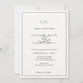 Classic Minimalist Black & White Monogram Wedding Invitation | Zazzle