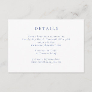 Classic Minimalist Blue and White Wedding Details Enclosure Card