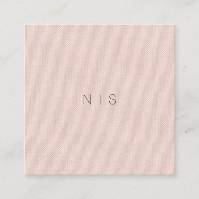 Classic Minimalist Blush Linen Background Beauty Square Business Card (Front)