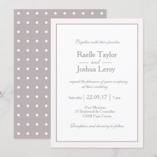Classic minimalist blush pink white gray wedding invitation