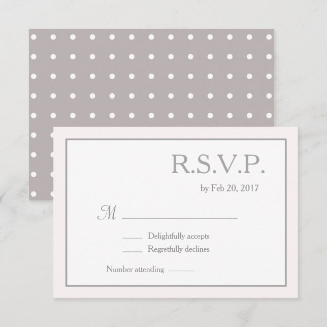Classic minimalist blush pink white wedding rsvp invitation (Front/Back)