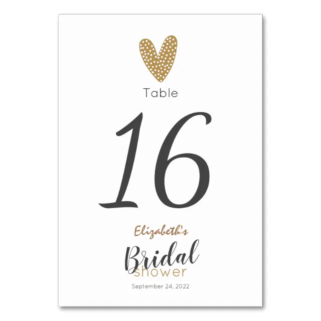 Classic Minimalist Bridal Shower Table Numbers Zazzle