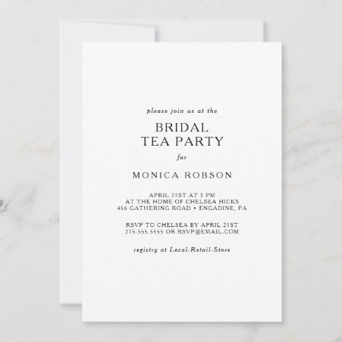 Classic Minimalist Bridal Tea Party Invitation