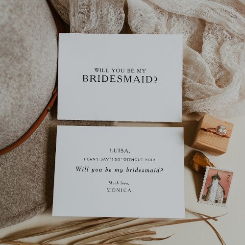 Classic Minimalist Bridesmaid Proposal Card