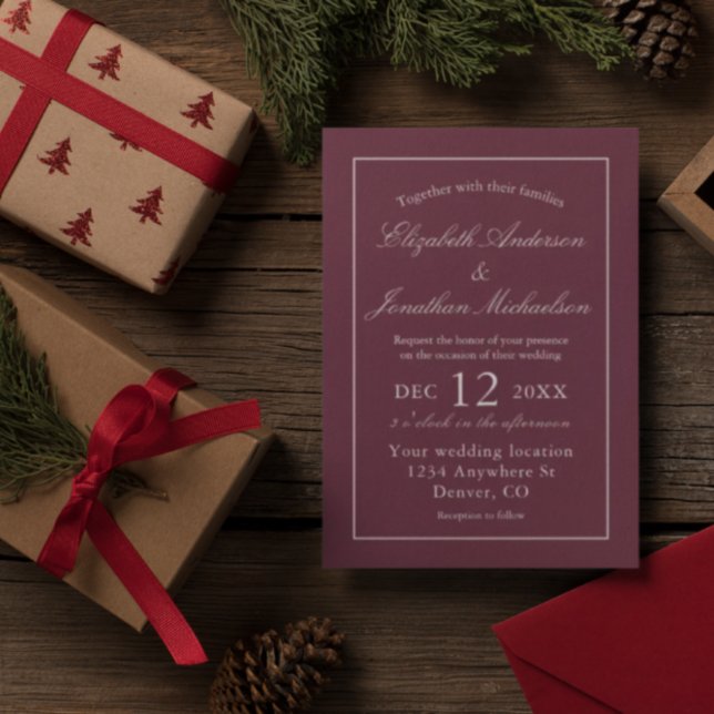 Classic Minimalist Burgundy Wedding Invitation (Creator Uploaded)