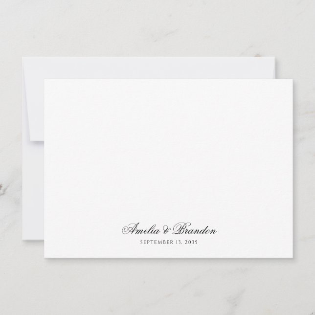 Classic Minimalist Calligraphy Script Thank You Note Card (Front)