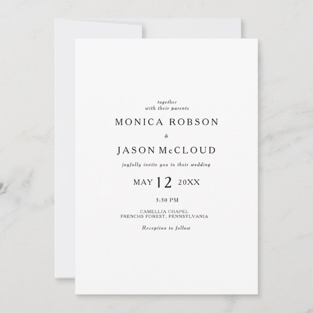 Classic Minimalist Casual Wedding Invitation (Front)