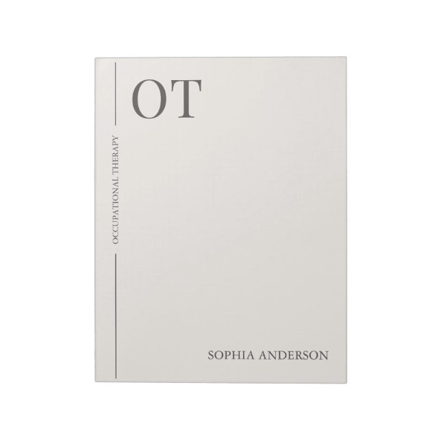 Classic Minimalist Custom OT Occupational Therapy Notepad (Rotated)