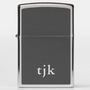 Classic & minimalist dark gray monogrammed zippo lighter