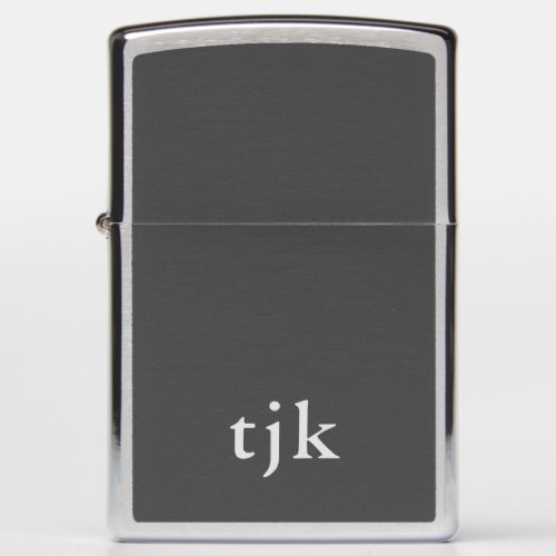 Classic  minimalist dark gray monogrammed zippo lighter