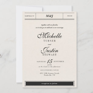 Classic Minimalist Elegant Photo Wedding Invitation