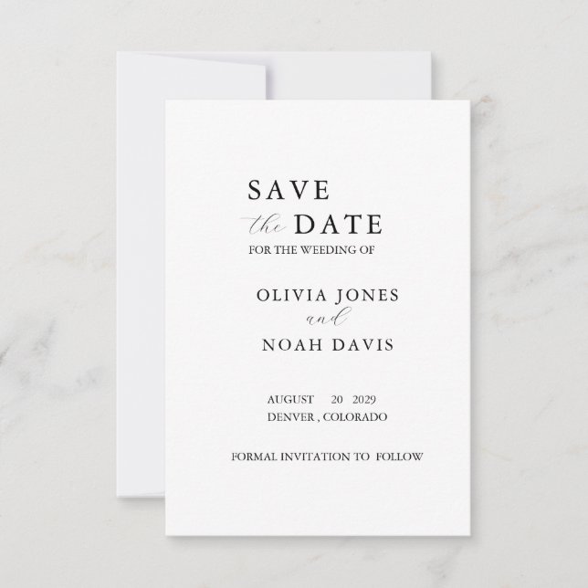 CLASSIC MINIMALIST ELEGANT SAVE THE DATE (Front)