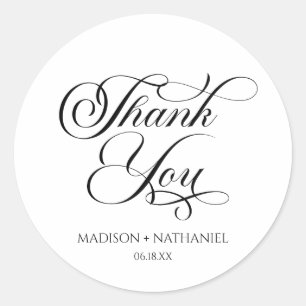 Classic Minimalist Elegant Script Wedding Classic Round Sticker