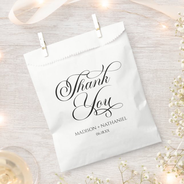 Classic Minimalist Elegant Script Wedding Favor Bag (Clipped)
