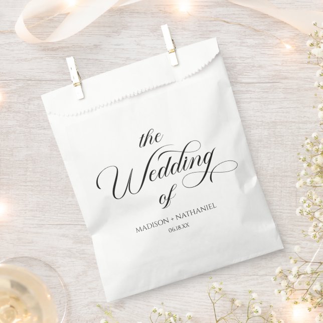 Classic Minimalist Elegant Script Wedding Favor Bag (Clipped)