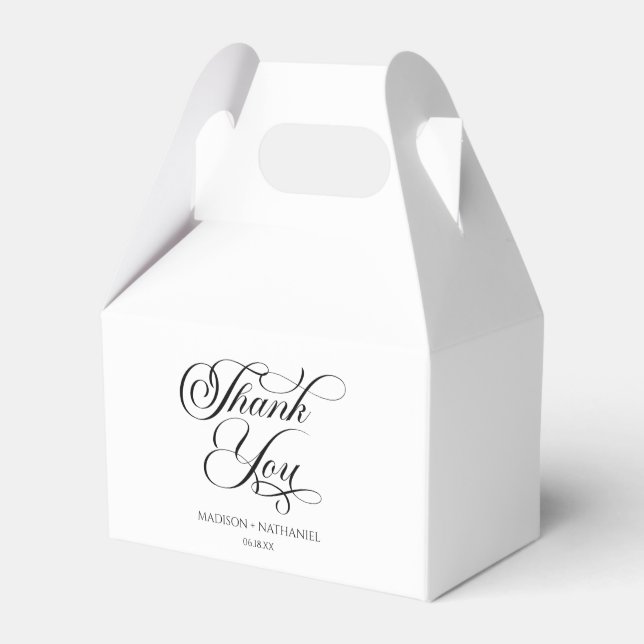 Classic Minimalist Elegant Script Wedding Favor Boxes (Front Side)