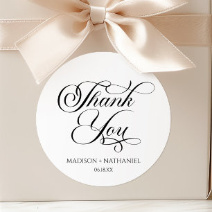 Classic Minimalist Elegant Script Wedding Round Sticker