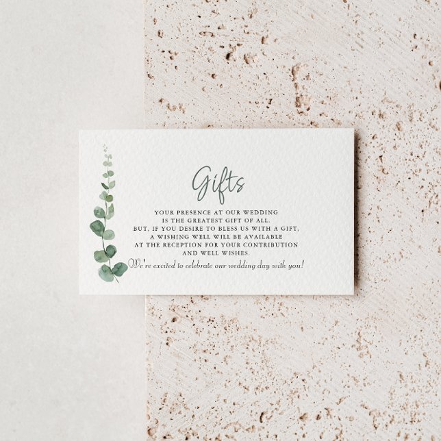 Classic Minimalist Eucalyptus Wedding Gifts  Enclosure Card (Creator Uploaded)